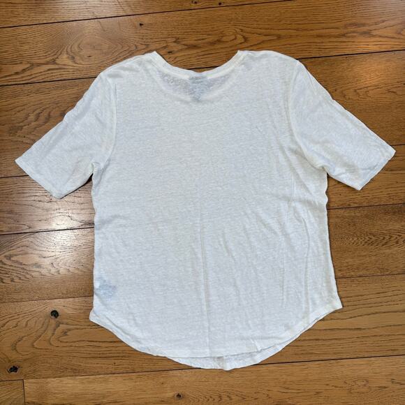 WHO What Wear T shirt Winter White 100% linen crew neck shirt sleeve tee SZ XXL - Picture 2 of 7